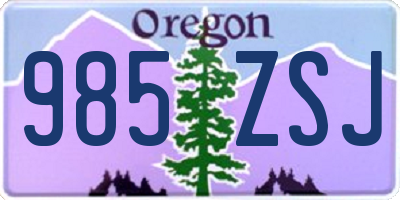 OR license plate 985ZSJ