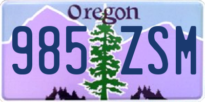 OR license plate 985ZSM