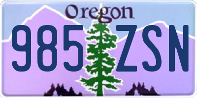 OR license plate 985ZSN