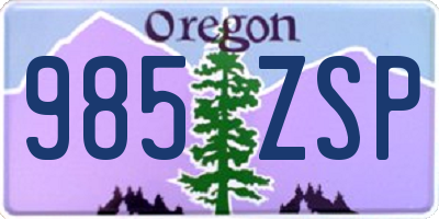 OR license plate 985ZSP