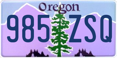 OR license plate 985ZSQ