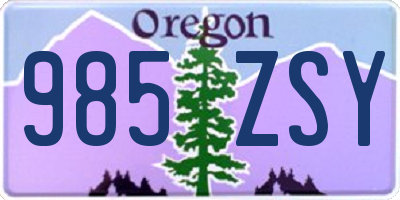 OR license plate 985ZSY