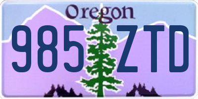 OR license plate 985ZTD
