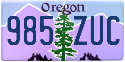 OR license plate 985ZUC