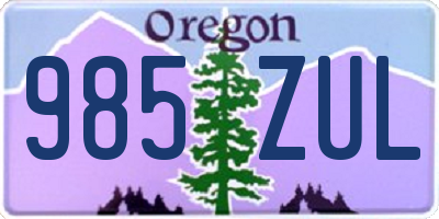 OR license plate 985ZUL