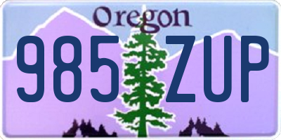 OR license plate 985ZUP