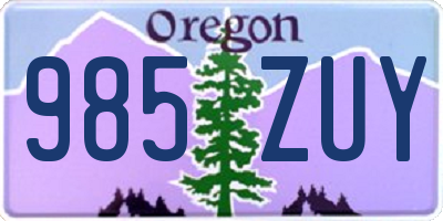 OR license plate 985ZUY
