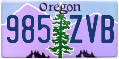 OR license plate 985ZVB
