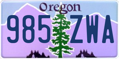 OR license plate 985ZWA