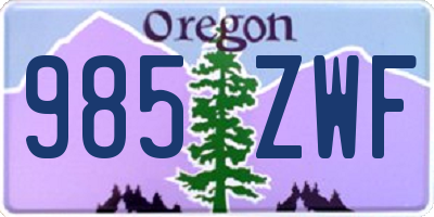 OR license plate 985ZWF