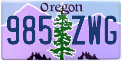 OR license plate 985ZWG