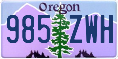 OR license plate 985ZWH