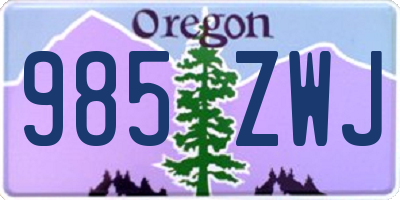 OR license plate 985ZWJ