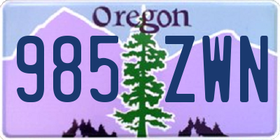 OR license plate 985ZWN