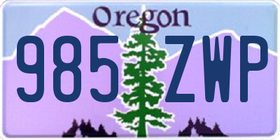 OR license plate 985ZWP