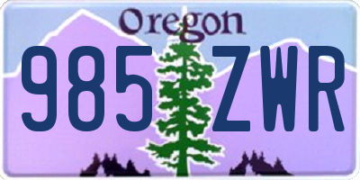 OR license plate 985ZWR