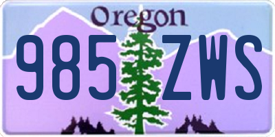 OR license plate 985ZWS