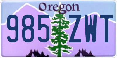 OR license plate 985ZWT