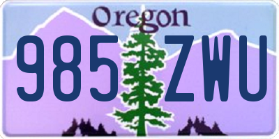 OR license plate 985ZWU
