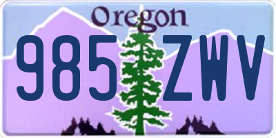 OR license plate 985ZWV