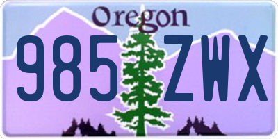 OR license plate 985ZWX