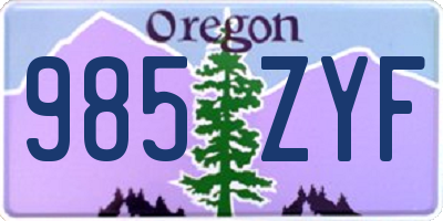 OR license plate 985ZYF