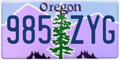 OR license plate 985ZYG