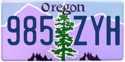 OR license plate 985ZYH