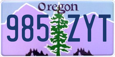 OR license plate 985ZYT