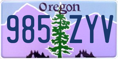 OR license plate 985ZYV