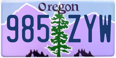 OR license plate 985ZYW