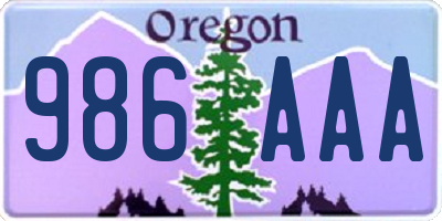 OR license plate 986AAA
