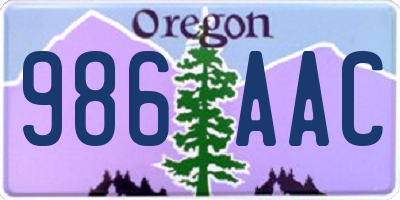 OR license plate 986AAC