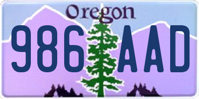 OR license plate 986AAD