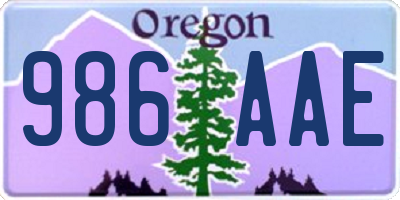 OR license plate 986AAE