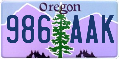 OR license plate 986AAK