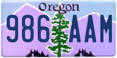 OR license plate 986AAM