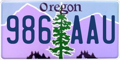 OR license plate 986AAU