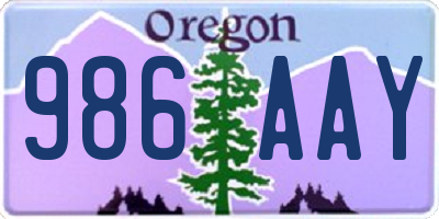 OR license plate 986AAY