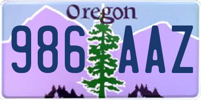 OR license plate 986AAZ