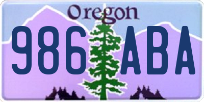 OR license plate 986ABA