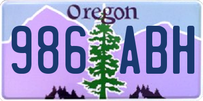 OR license plate 986ABH