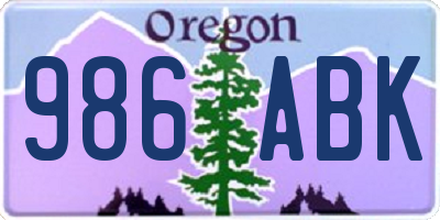 OR license plate 986ABK