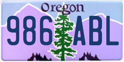 OR license plate 986ABL