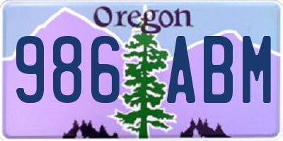 OR license plate 986ABM