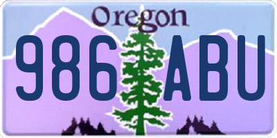 OR license plate 986ABU
