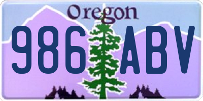 OR license plate 986ABV