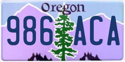 OR license plate 986ACA