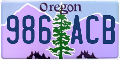 OR license plate 986ACB