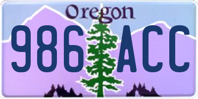 OR license plate 986ACC
